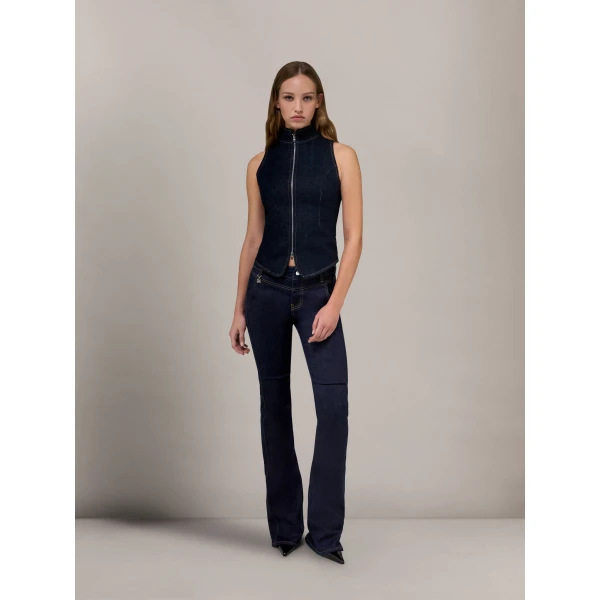 Amiri Raw Denim Zip Top in Raw Indigo, view 2