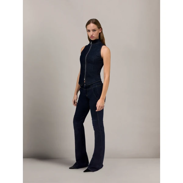 Amiri Raw Denim Zip Top in Raw Indigo, view 3