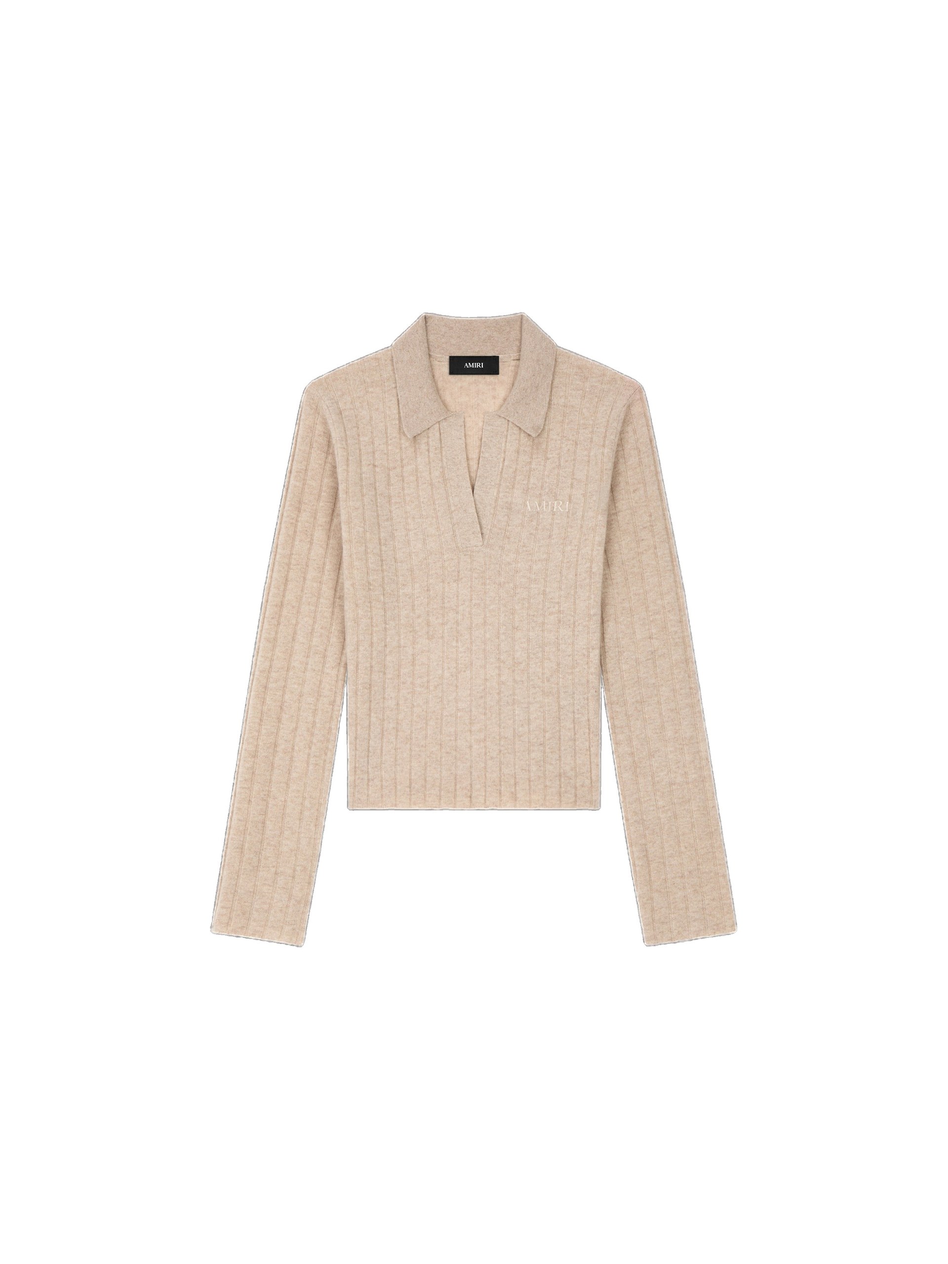 Amiri Amiri Soft Rib Knit Polo in Fossil