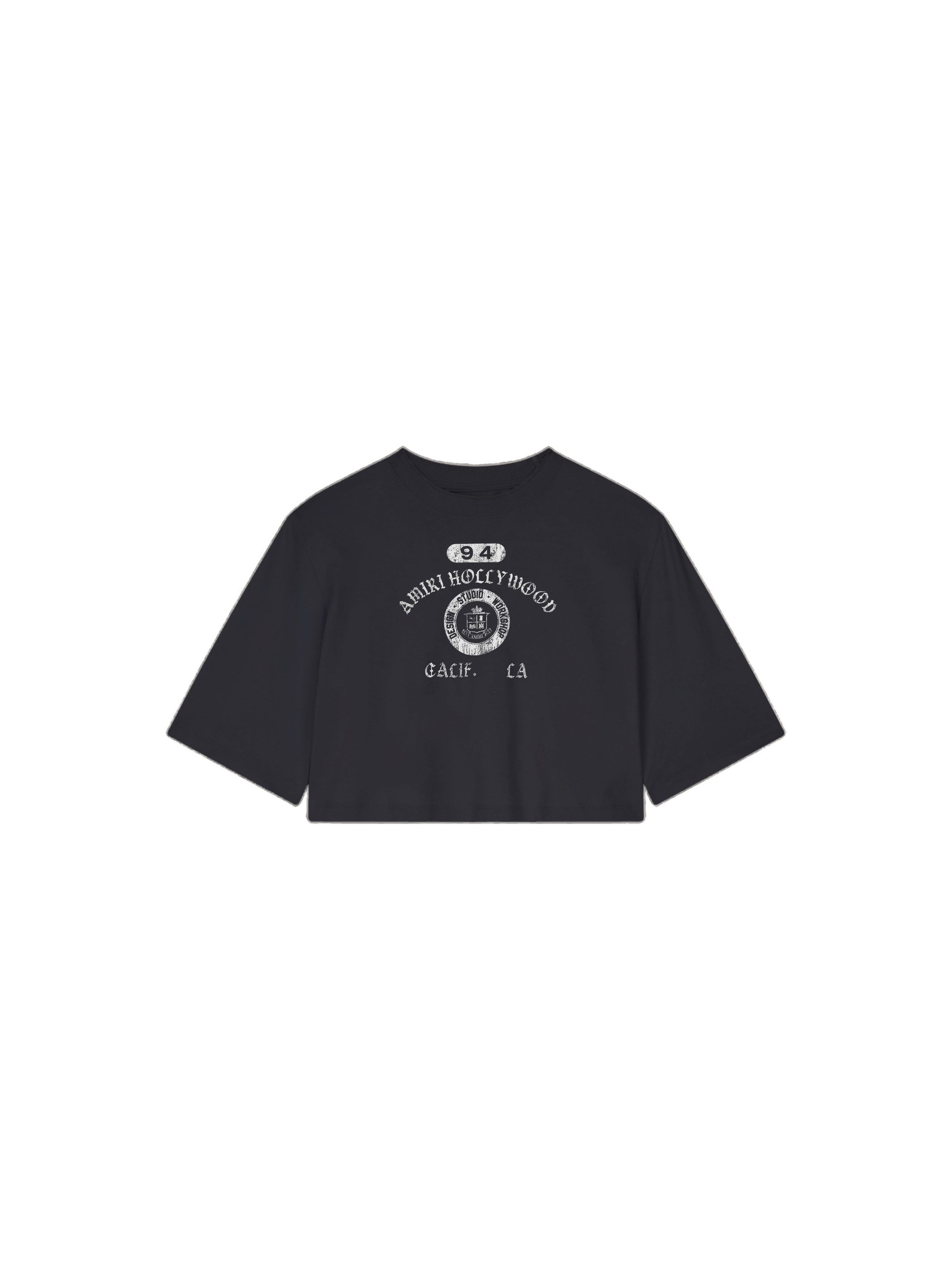 Amiri Collegiate V Neck Baby Tee in Black
