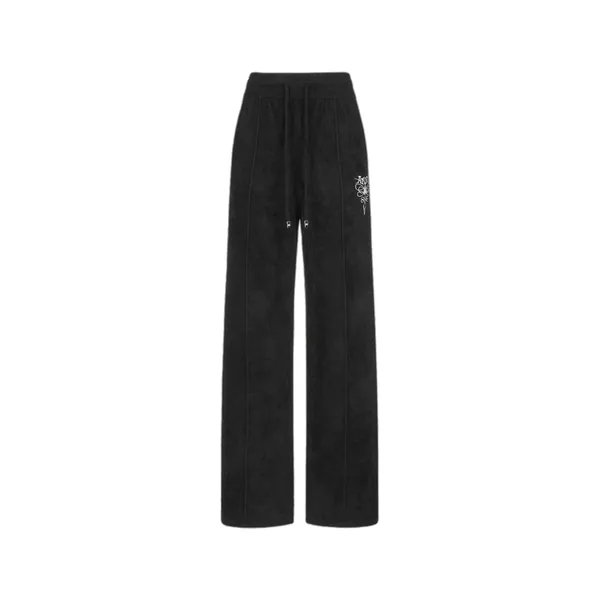 Collegiate Velvet Track Pant in Black