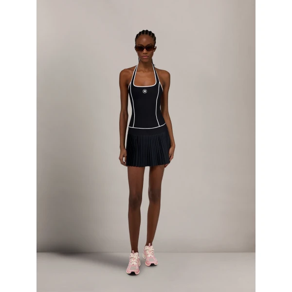 Amiri MA Pleated Mini Dress in Black, view 2