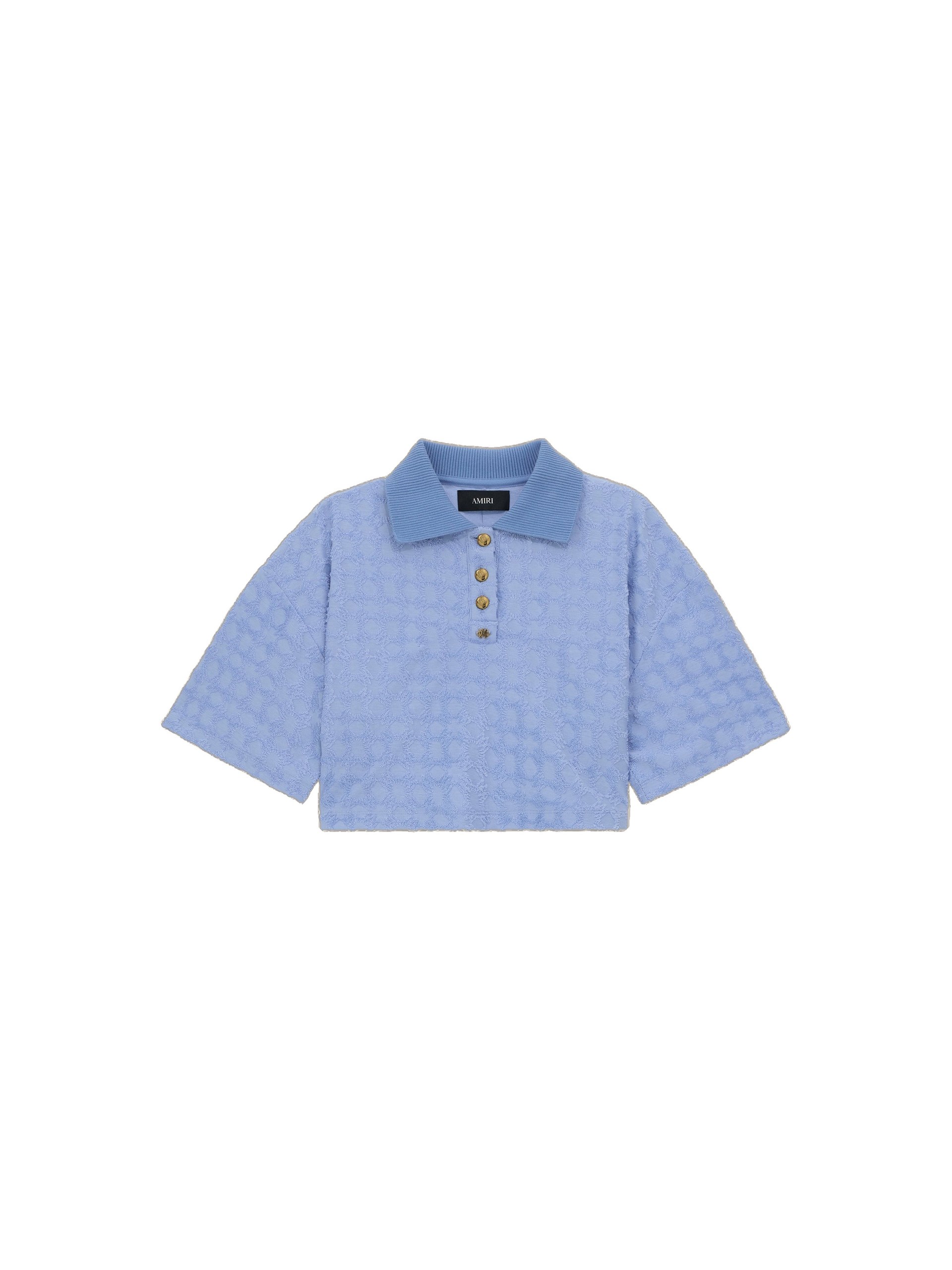 Amiri MA Quad Toweling Polo in Skyline Blue