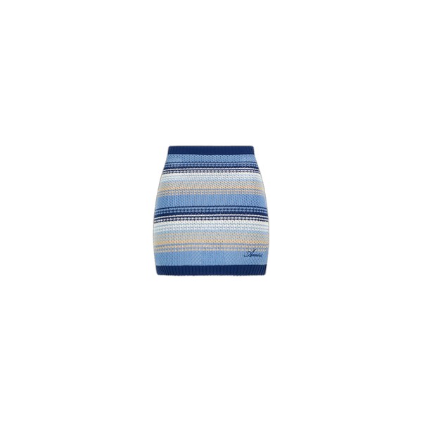 Amiri Script Stripe Knit Mini Skirt in Blue