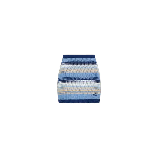 Script Stripe Knit Mini Skirt in Blue