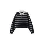 Amiri Striped Long Sleeve Polo in Black Top