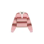 Amiri Striped Oversized Long Sleeve Polo in Pink Top