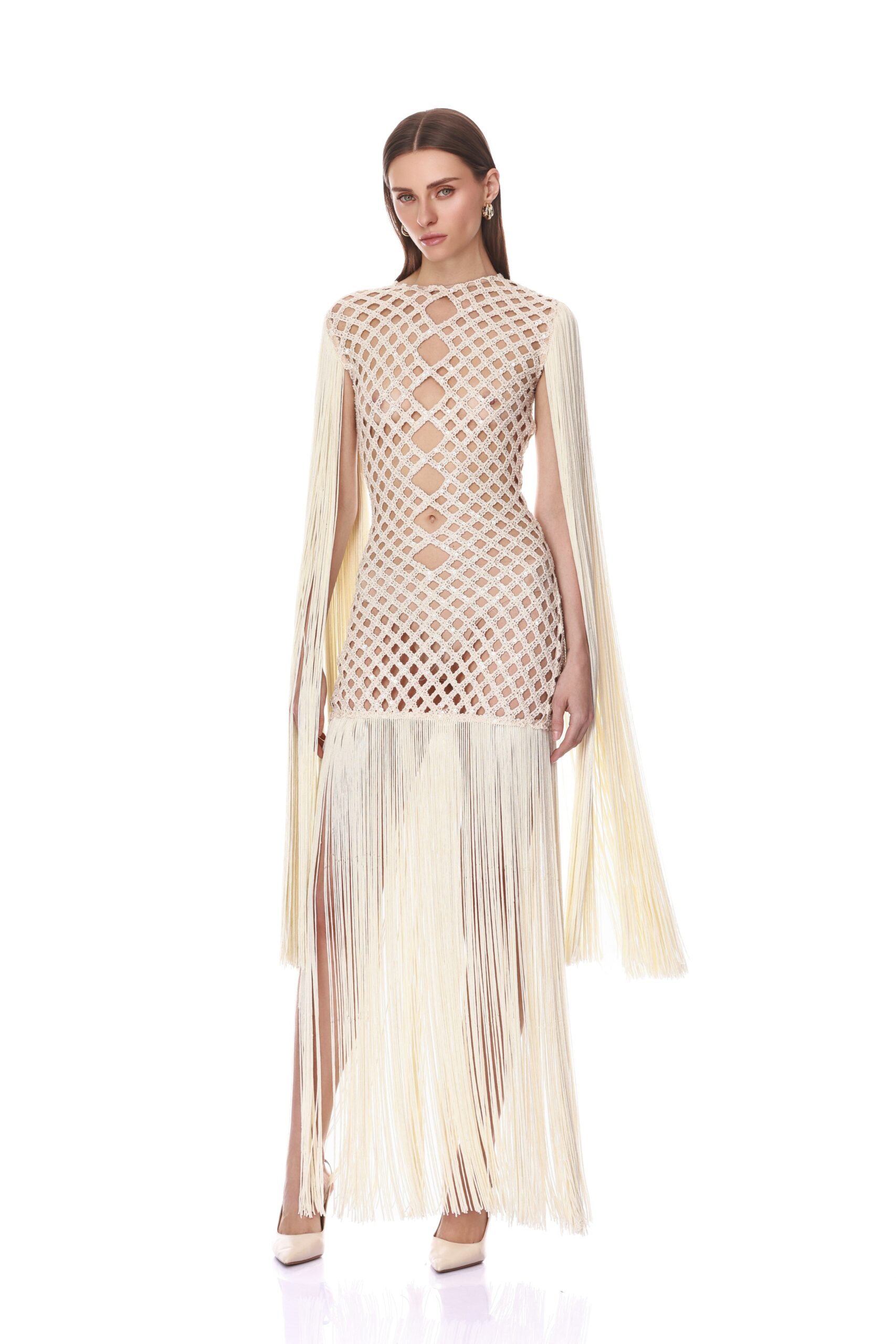 Bronx and Banco Africa Fringe Beaded Maxi Dress