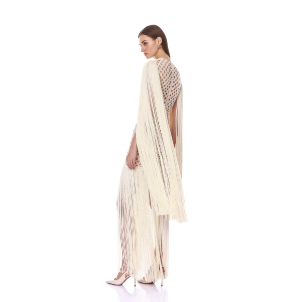 Bronx and Banco Africa Fringe Beaded Maxi Dress, view 3