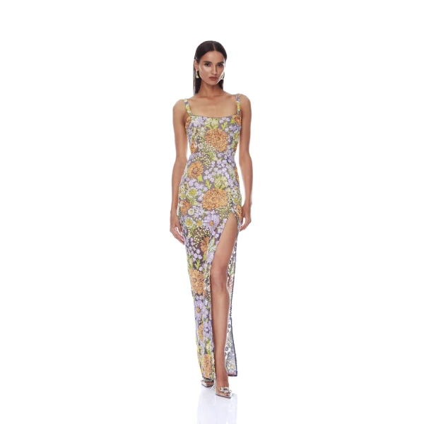 Bronx and Banco Amalfi Paillette Lilac Veronica Maxi Dress