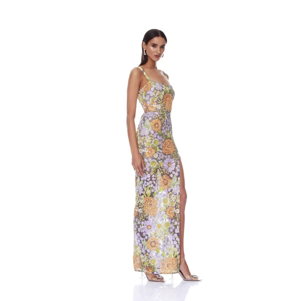 Bronx and Banco Amalfi Paillette Lilac Veronica Maxi Dress, view 2