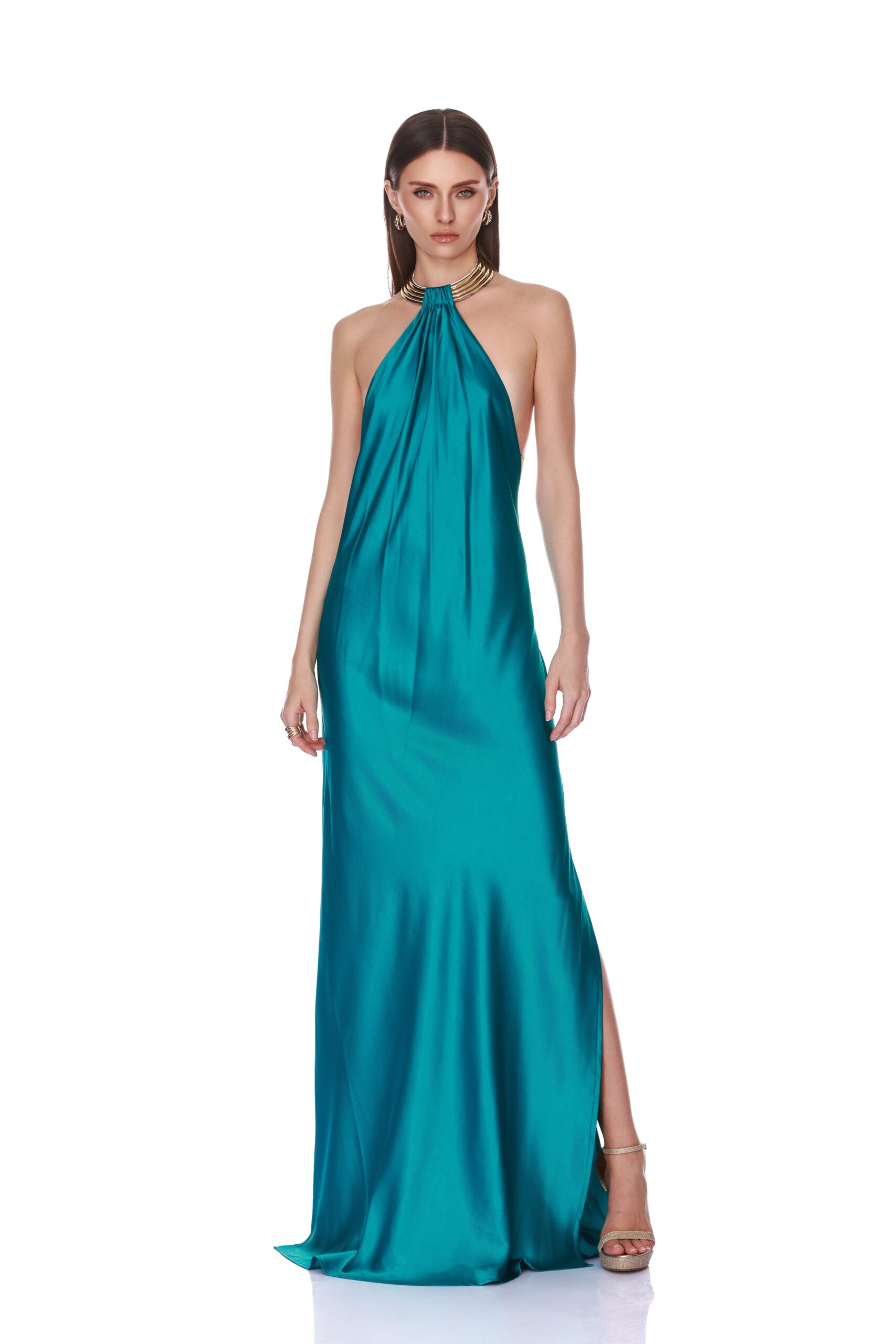 Bronx and Banco Amara Cerulean Backless Gown