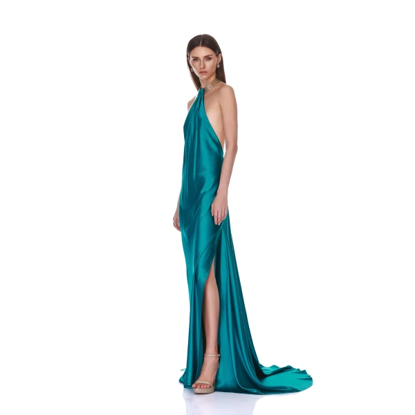 Bronx and Banco Amara Cerulean Backless Gown, view 2