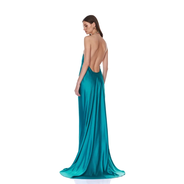 Bronx and Banco Amara Cerulean Backless Gown, view 3