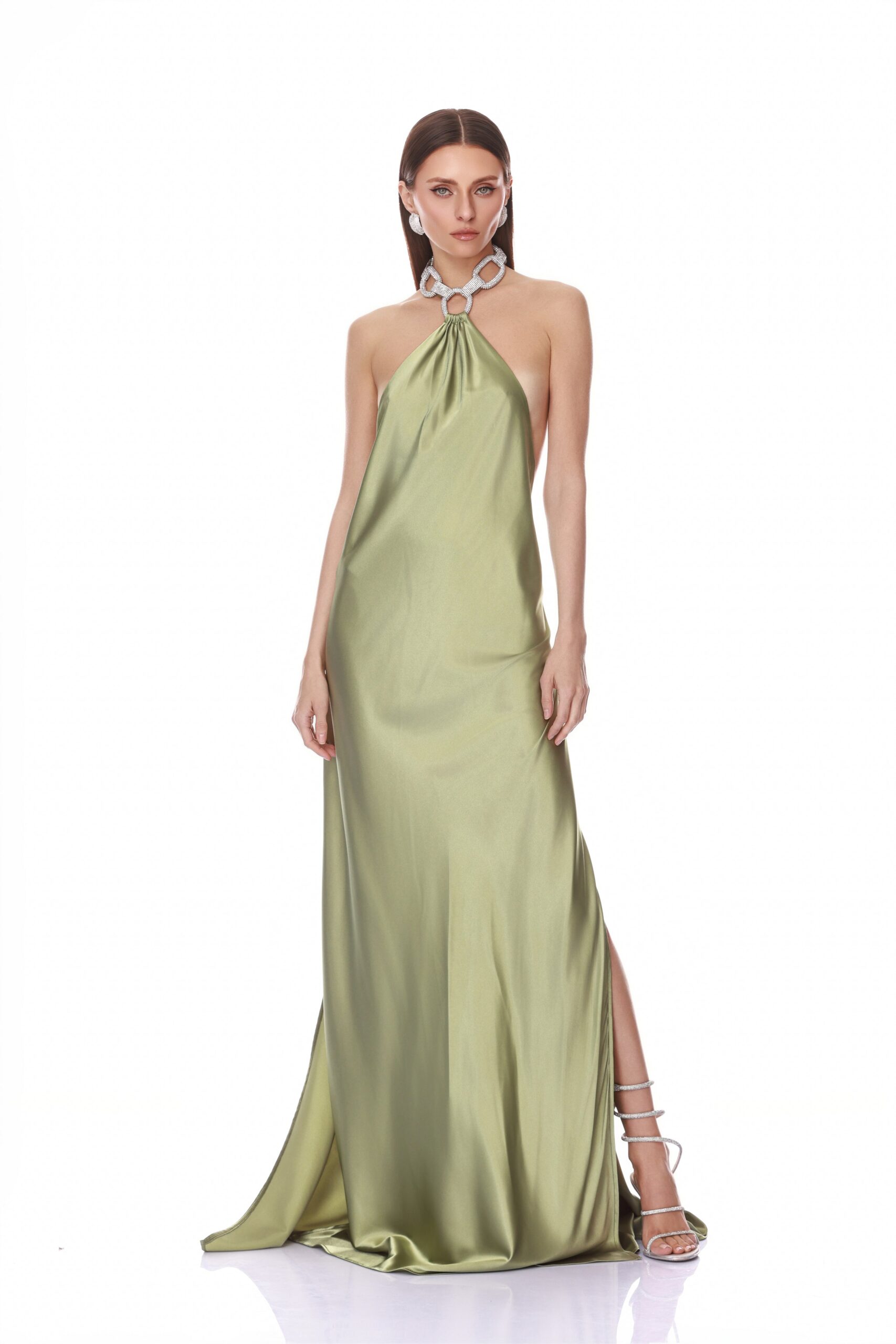 Bronx and Banco Amara Sage Backless Gown