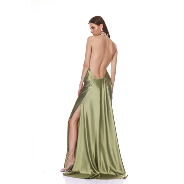 Bronx and Banco Amara Sage Backless Gown, view 3