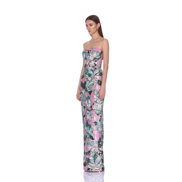 Bronx and Banco Calypso Sequin Dahlia Strapless Maxi Dress, view 2