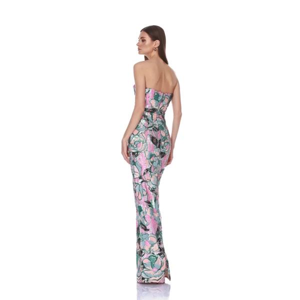 Bronx and Banco Calypso Sequin Dahlia Strapless Maxi Dress, view 3