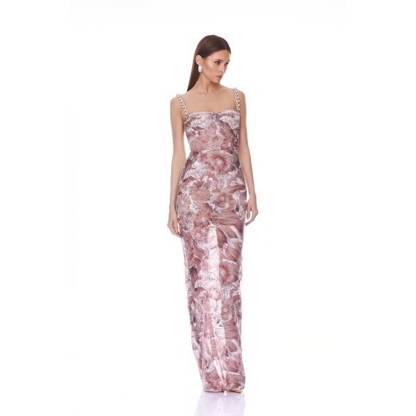 Bronx and Banco Eve Dahlia Blush Maxi Dress with Straps