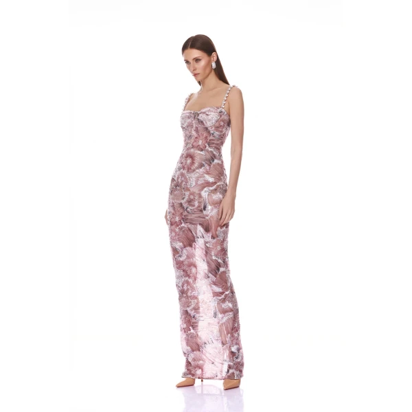 Bronx and Banco Eve Dahlia Blush Maxi Dress with Straps, view 2