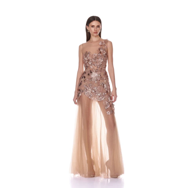 Bronx and Banco Layla Sequin Floral Maxi Dress