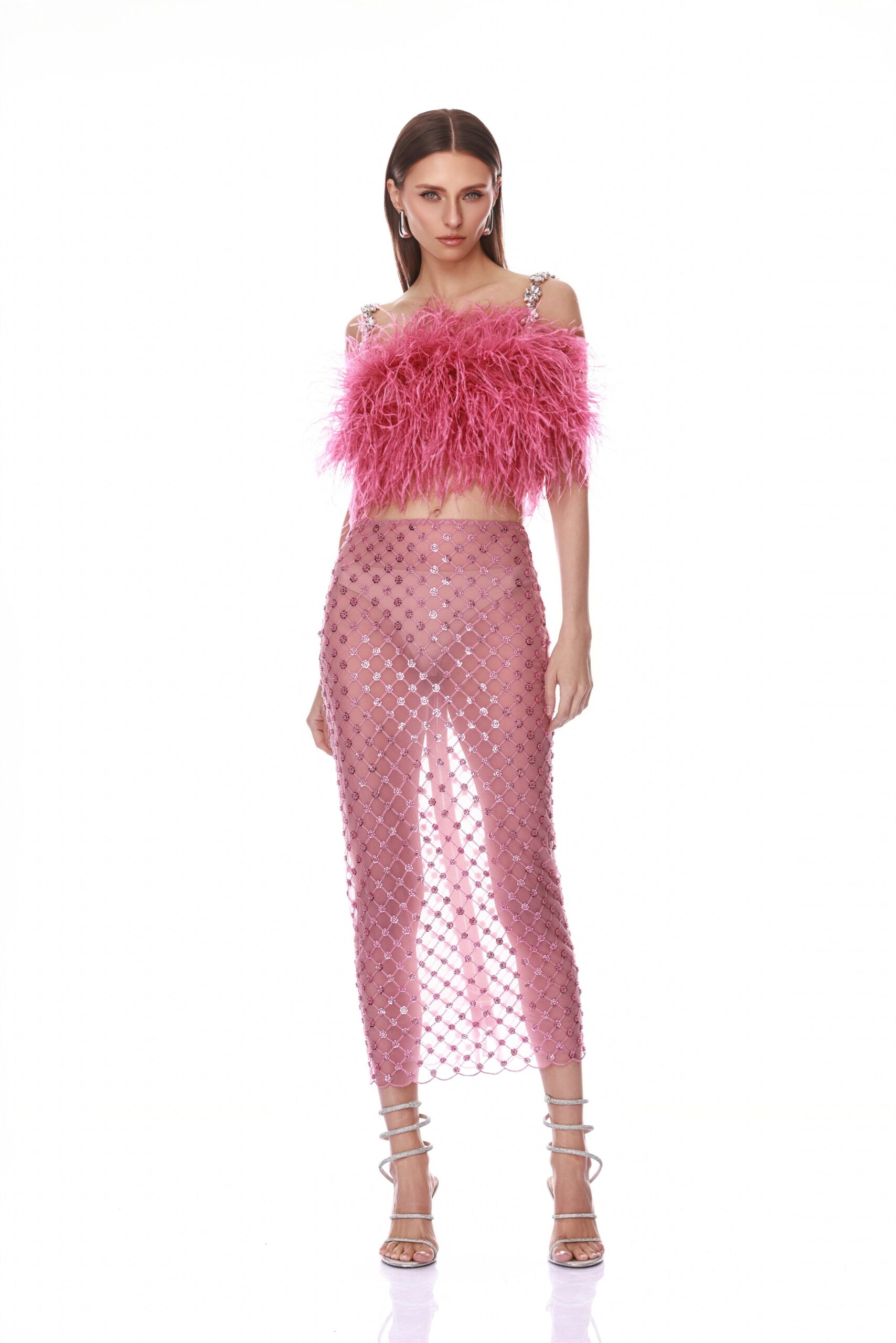 Bronx and Banco Liora Baby Pink Midi Skirt