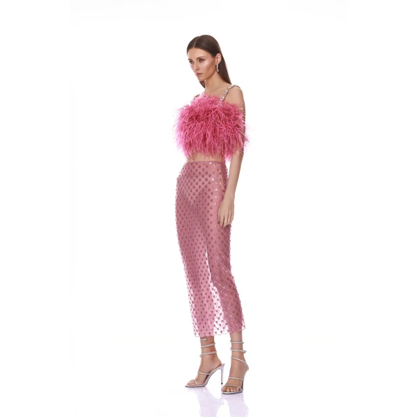 Bronx and Banco Madeline Diamond Feather Crop Top, view 2
