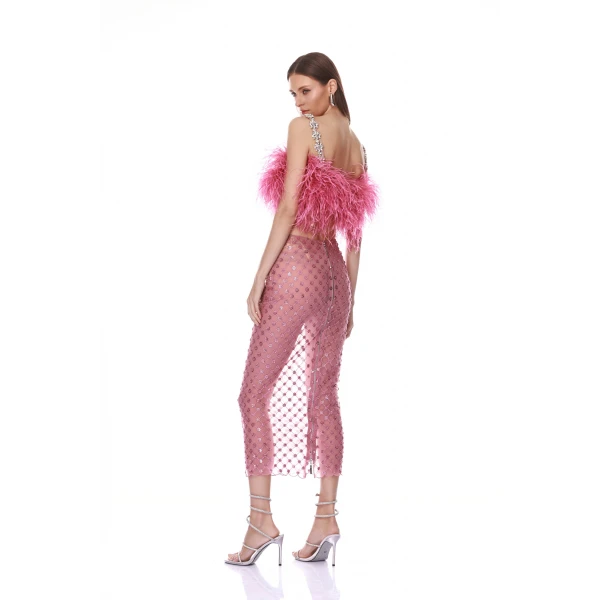 Bronx and Banco Madeline Diamond Feather Crop Top, view 3