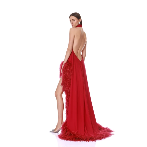 Bronx and Banco Madeline Halterneck Red Gown, view 3
