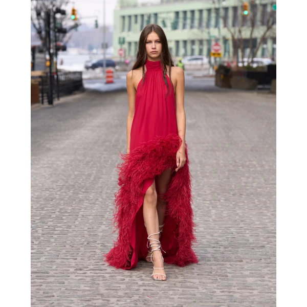 Bronx and Banco Madeline Halterneck Red Gown, view 4