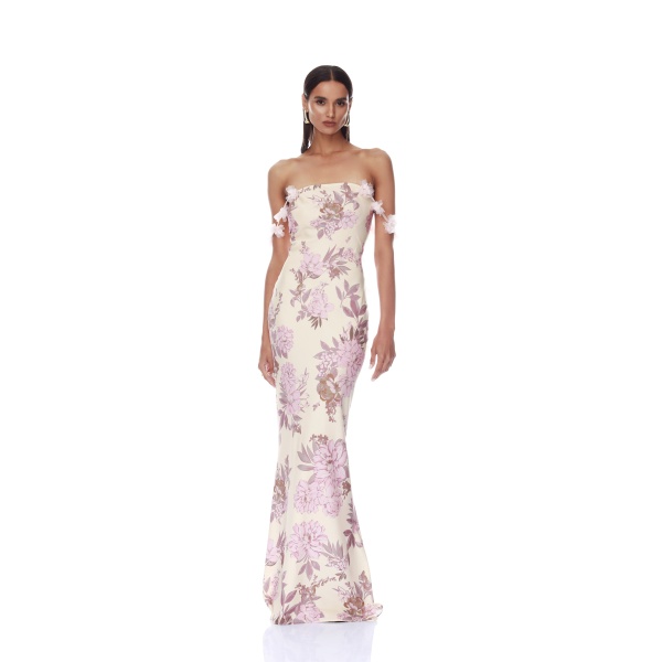Bronx and Banco Magnolia Rosie Off the Shoulder Column Gown