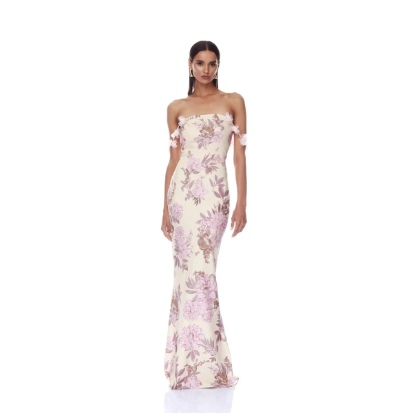 Bronx and Banco Magnolia Rosie Off the Shoulder Column Gown