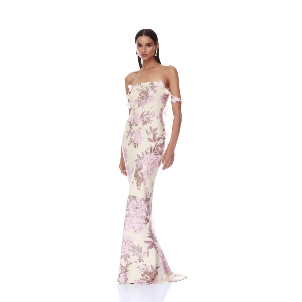 Bronx and Banco Magnolia Rosie Off the Shoulder Column Gown, view 2
