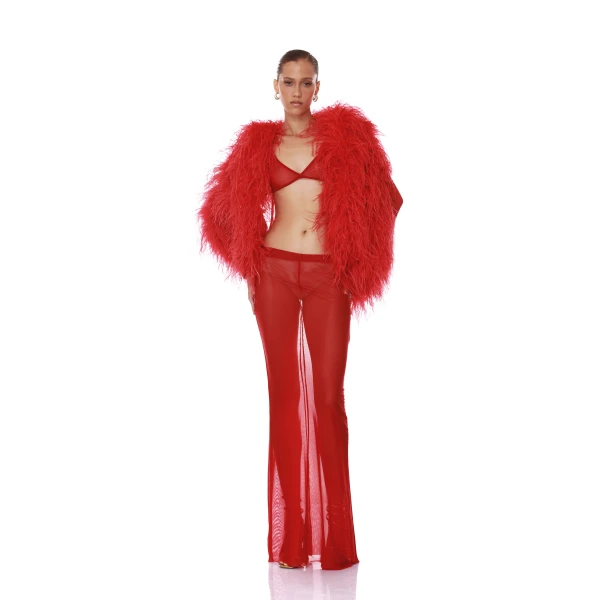 Bronx and Banco Marlowe Ruby Feather Bomber Jacket