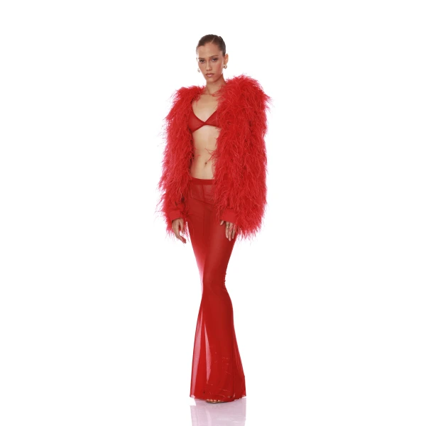 Bronx and Banco Marlowe Ruby Feather Bomber Jacket, view 2