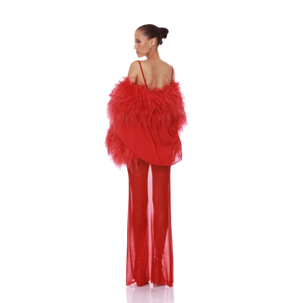 Bronx and Banco Marlowe Ruby Feather Bomber Jacket, view 3