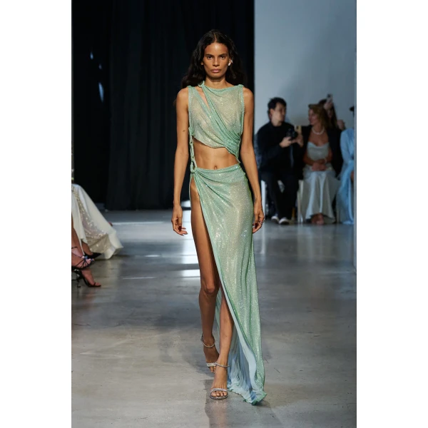 Bronx and Banco Morocco Sleeveless Cutout Diamond Gown, view 4