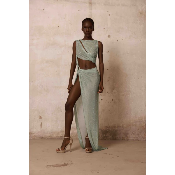 Bronx and Banco Morocco Sleeveless Cutout Diamond Gown, view 5