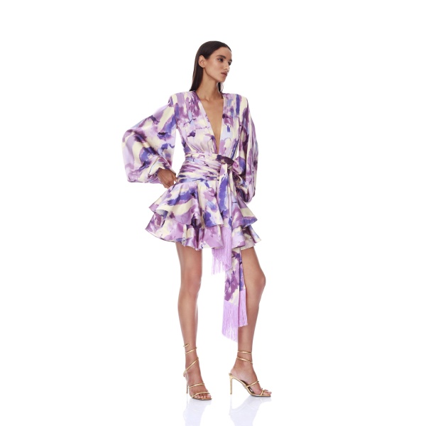 Bronx and Banco Wisteria Bedouin Coastal Purple Multi Mini Dress