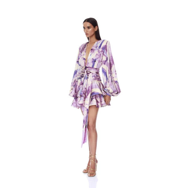 Bronx and Banco Wisteria Bedouin Coastal Purple Multi Mini Dress, view 2