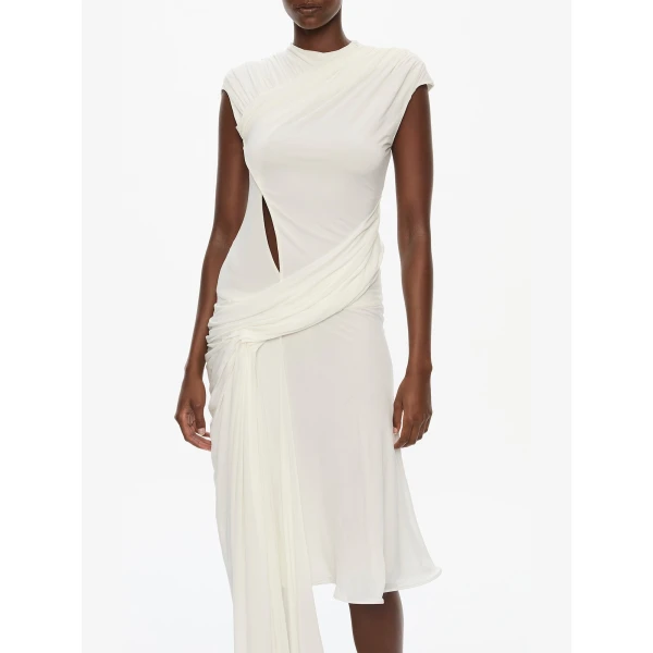 Christopher Esber Adriea Tiered Tank Dress in White, view 2