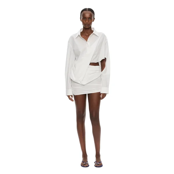 Christopher Esber Aiba Draped Shirt Dress in White