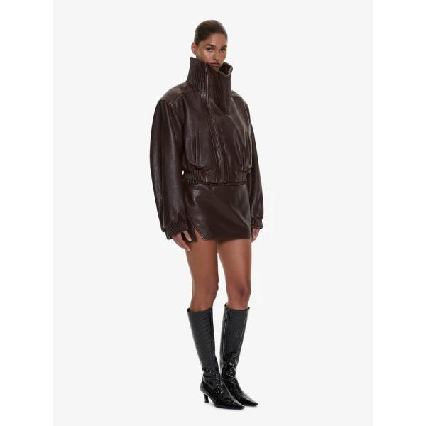 Christopher Esber Alfie Leather Mini Skirt in Burnished Brown, view 4