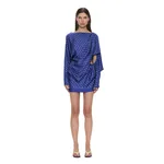 Christopher Esber Bandana Pareo Cutaway Dress in Indigo Bandana Print