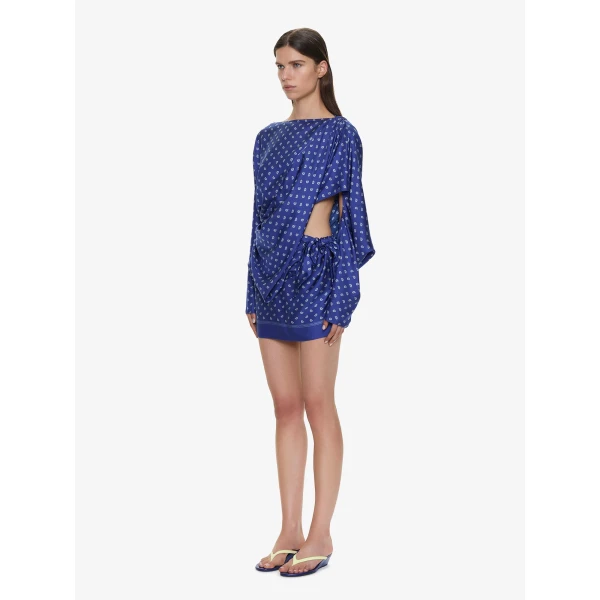 Christopher Esber Bandana Pareo Cutaway Dress in Indigo Bandana Print, view 3