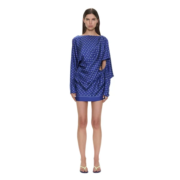 Christopher Esber Bandana Pareo Cutaway Dress in Indigo Bandana Print