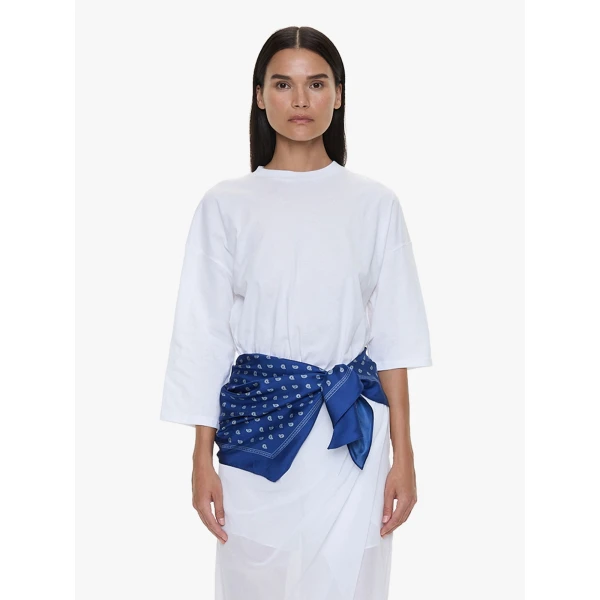 Christopher Esber Bandana Scarf Pareo Tee in White Indigo Bandana Print, view 4