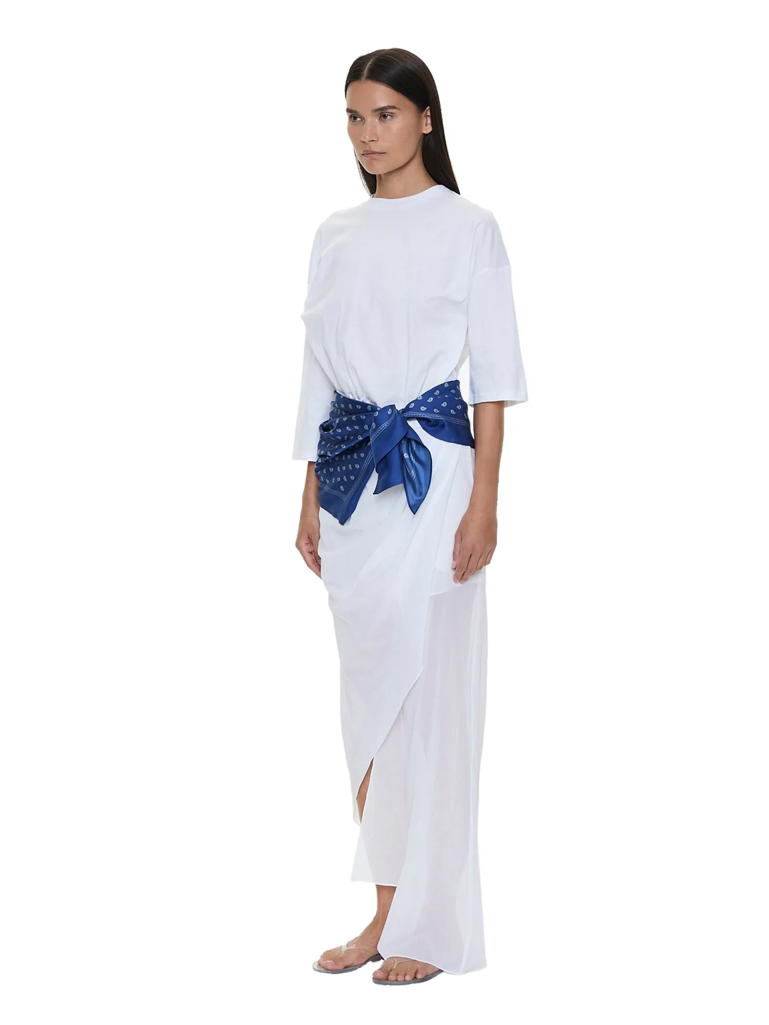Christopher Esber Bandana Scarf Pareo Tee in White Indigo Bandana Print