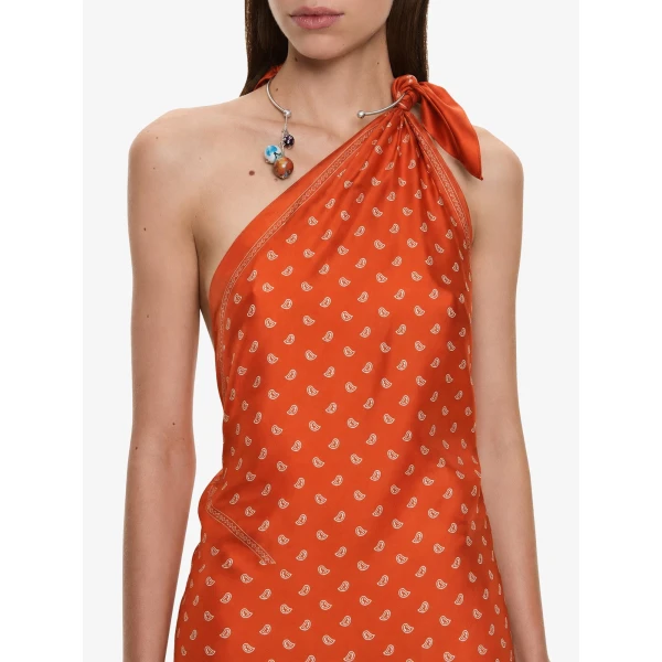 Christopher Esber Bandana Scarf Tie Dress in Carnelian, view 2