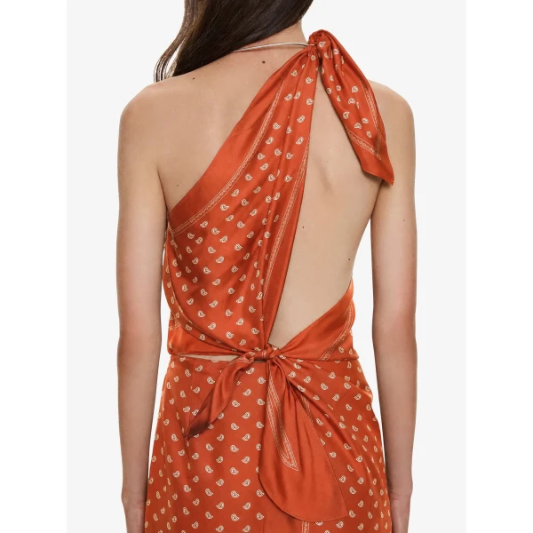Christopher Esber Bandana Scarf Tie Dress in Carnelian, view 3